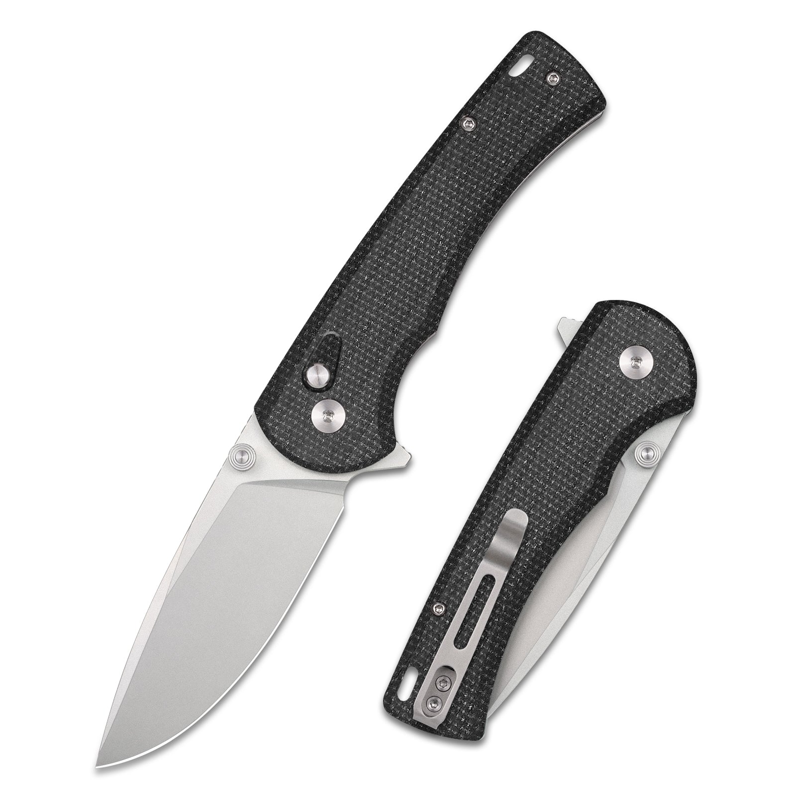XTOUC Folding Pocket Knife 2.99" 14C28N Steel Blade Micarta Handle Button Lock Knife SX604