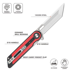 XTOUC Mini Small Folding Pocket Knife G10 Red Military Green Handle D2 Steel Camping Hiking EDC Knives XT02B