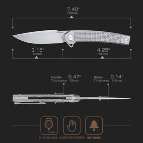 XTOUC M390 Blade Folding Pocket Knife Titanium Handle Outdoor Camping EDC Knives RX302