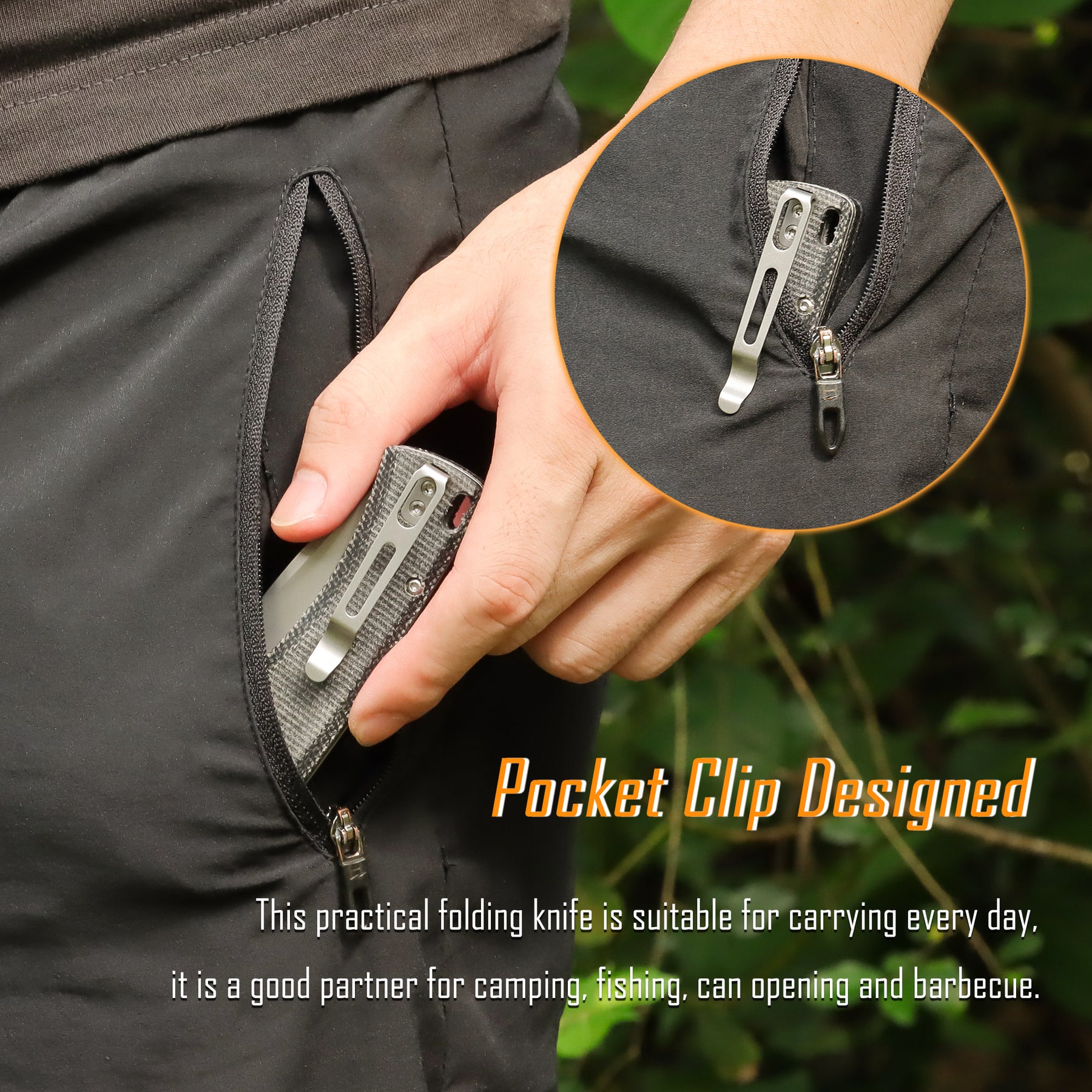 XTOUC Folding Pocket Knife 2.99" 14C28N Steel Blade Micarta Handle Button Lock Knife SX604